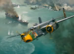 "Raid on the China Coast" - Roy Grinnell - B-25 Mitchell World War II Art